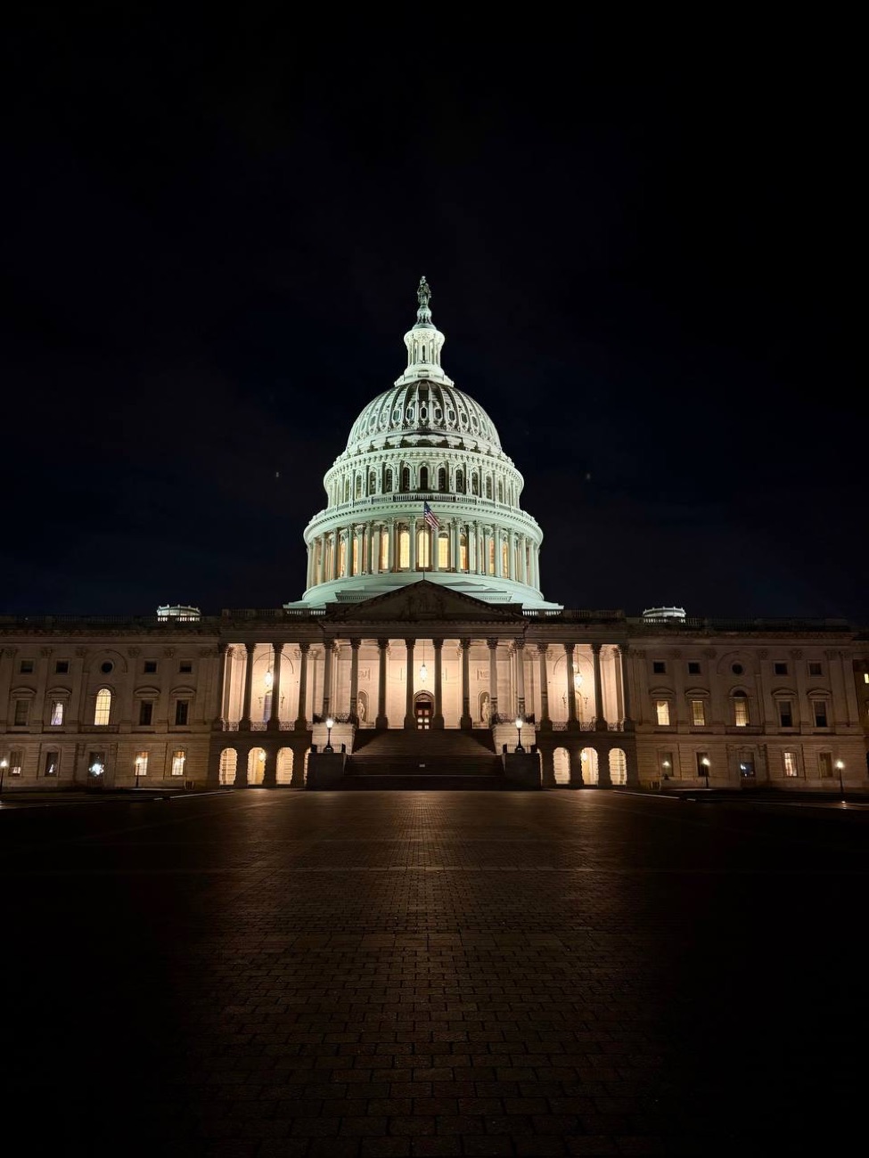 The U.S. Capitol at night